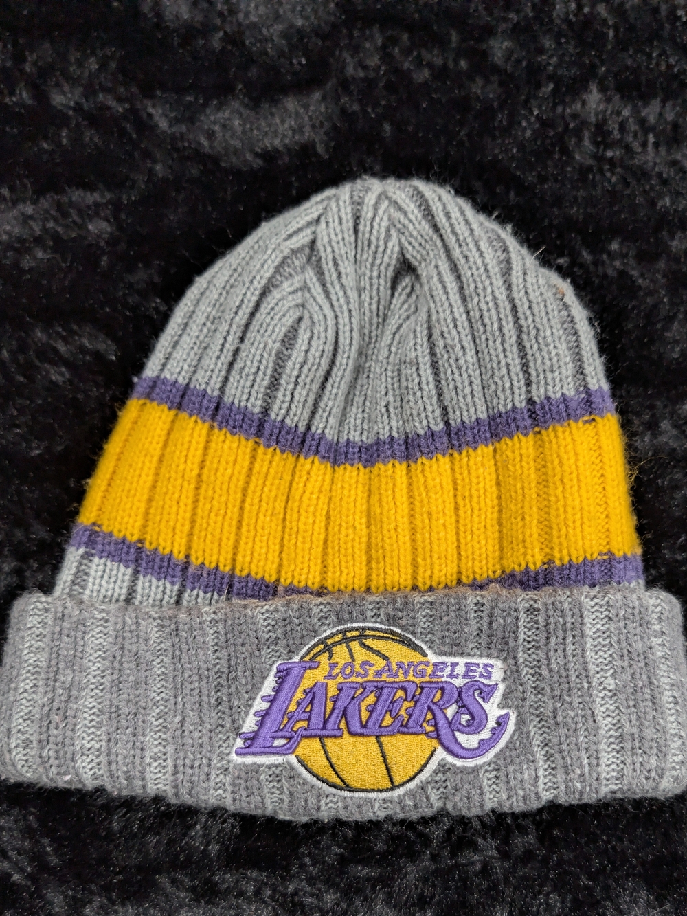 New Era Los Angeles Lakers NBA Hardwood Classics Cuffed Knit Beanie Gray